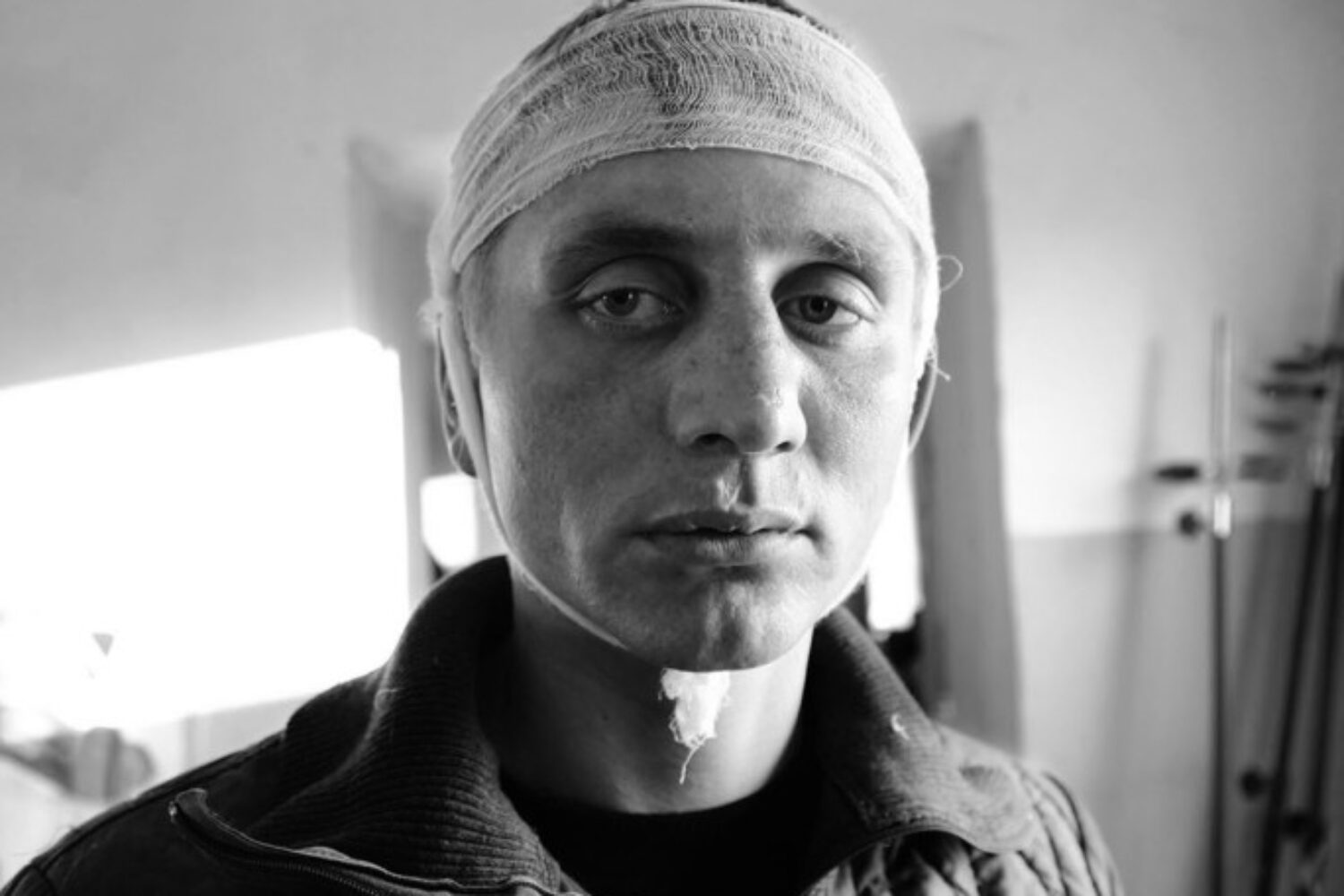 From the field hospital in Village Svatovo. Taras suffer from a concussion.